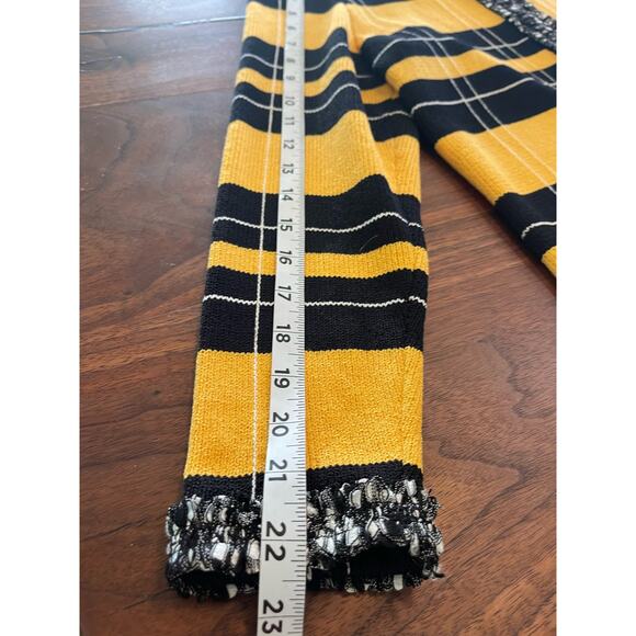 J.S.S Womans Knit Wear Jacket Sz S Yellow and black with fringe trim wool blend - Picture 12 of 13